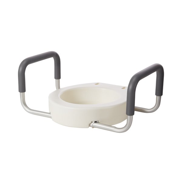 Drive Medical White Non-Elongated Toilet Seat with Arms 3.5" Height up to 300 lbs 12402